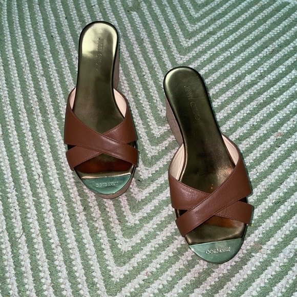 Jimmy Choo Platform Sandals Prima Cork Wedge Slides - Picture 2 of 13